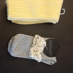 Topshop frilly gray socks & no brand yellow socks